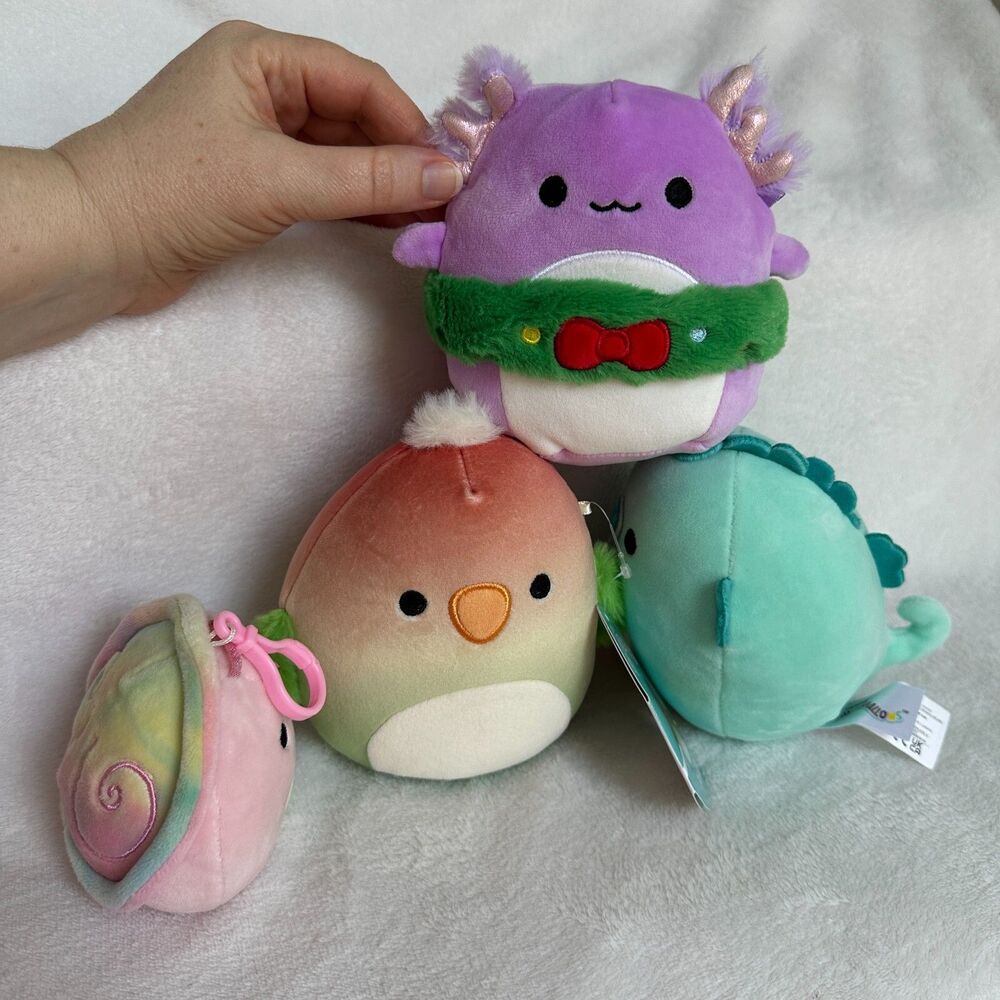 Lot of 7 Squishmallow Plush Toys Dog Parrot Butterfly Dragonfly Seahorse Axolotl - Picture 4 of 7